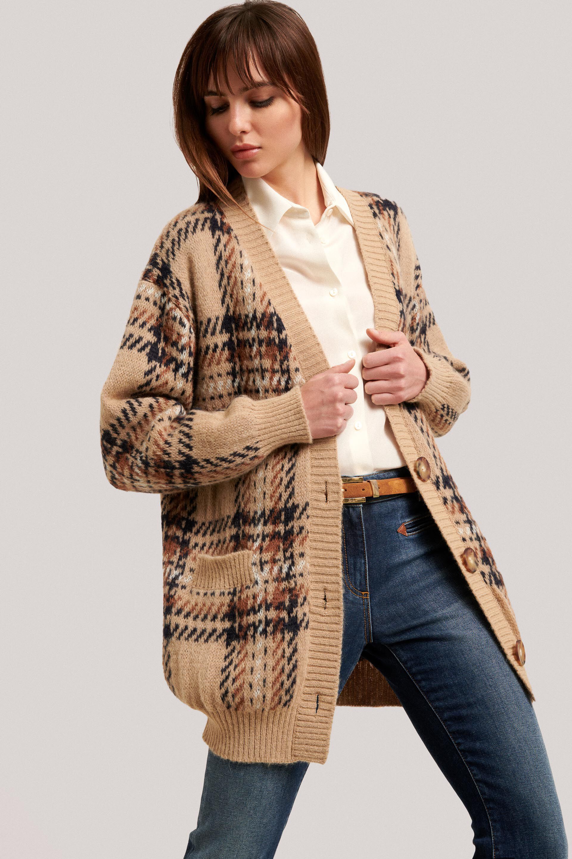 Cash - Tartan cardigan | Luisa Spagnoli