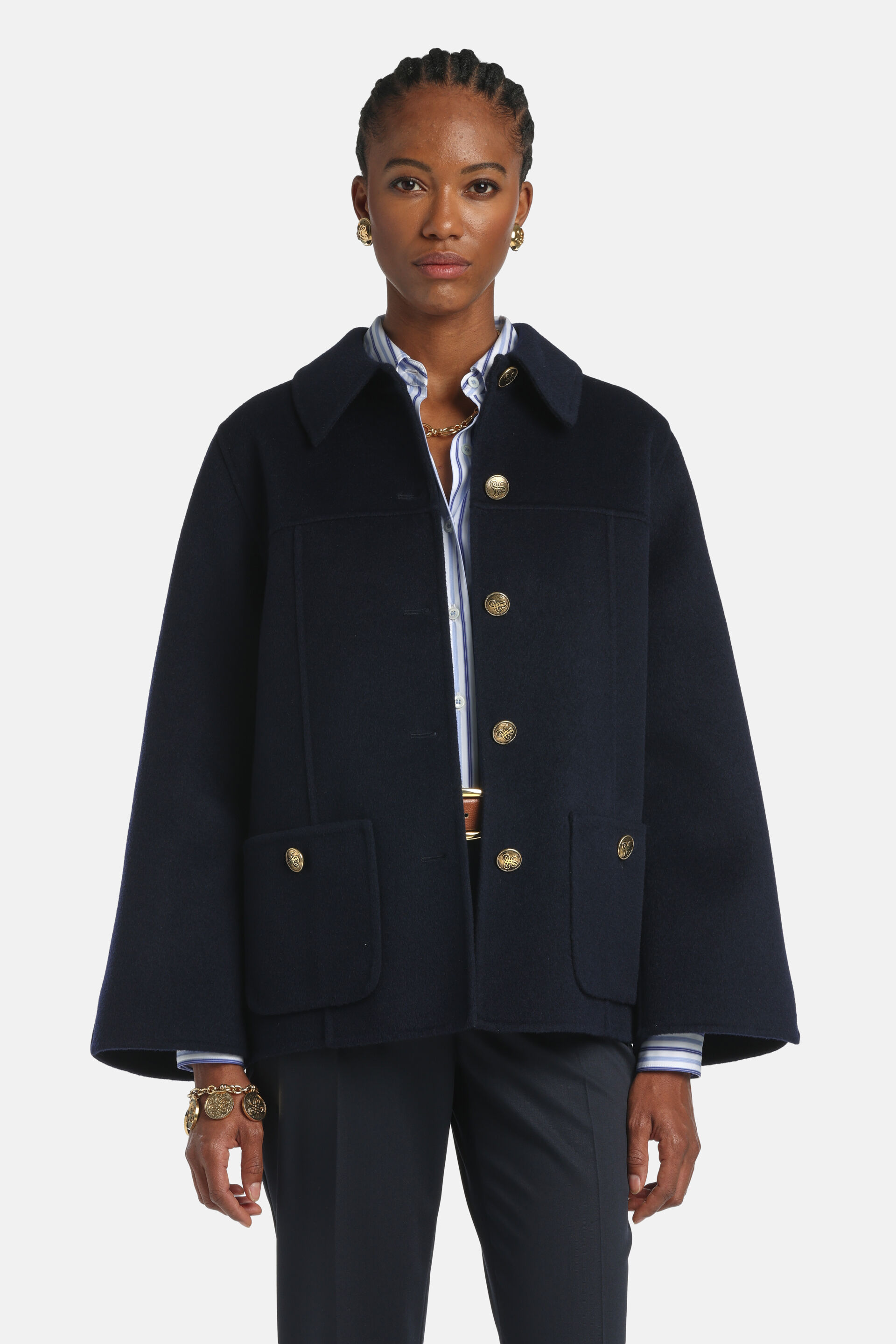 Luisa Spagnoli ネイビースプリング コート 44 Outerwear | Luisa Spagnoli