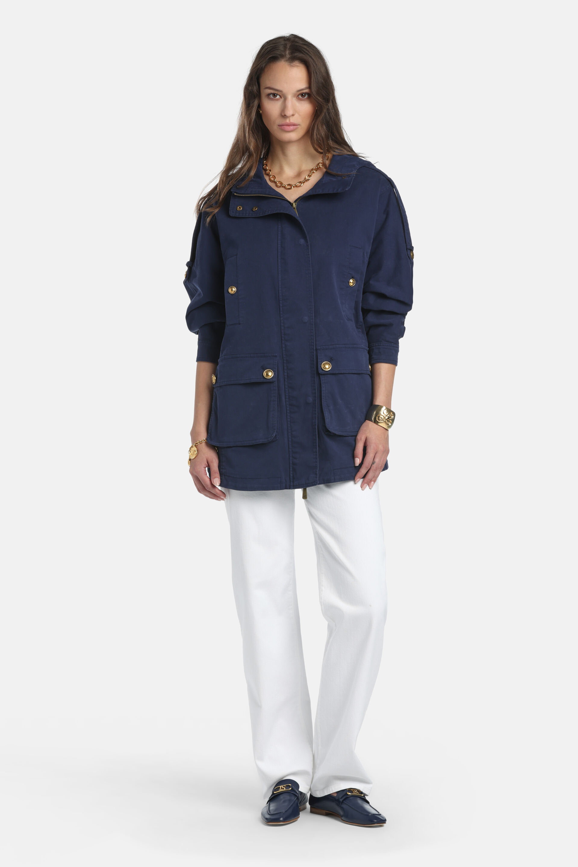 Luisa Spagnoli ネイビースプリング コート 44 Outerwear | Luisa Spagnoli