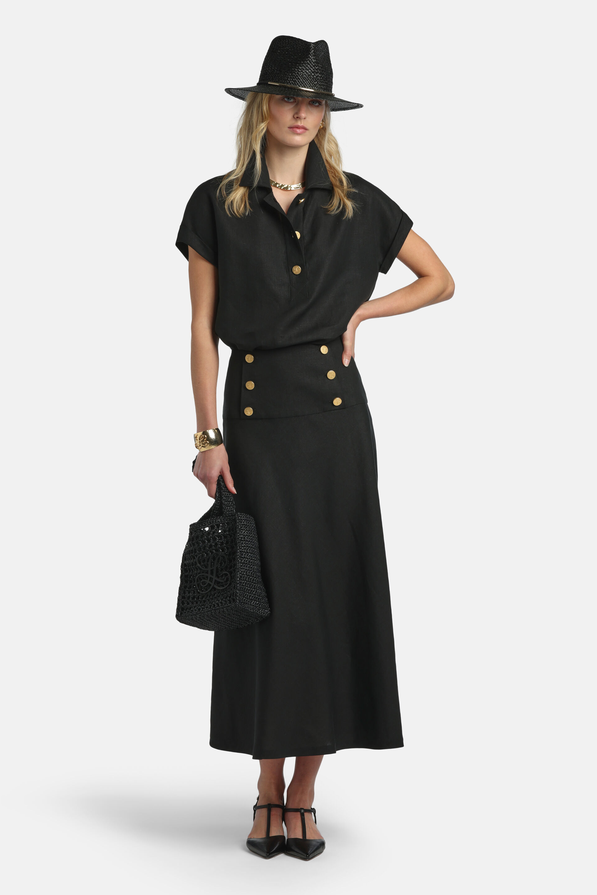 Bighe - Shirt with gold buttons | CLOTHING - Luisa Spagnoli