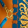Larissa, arancio-turchese, swatch
