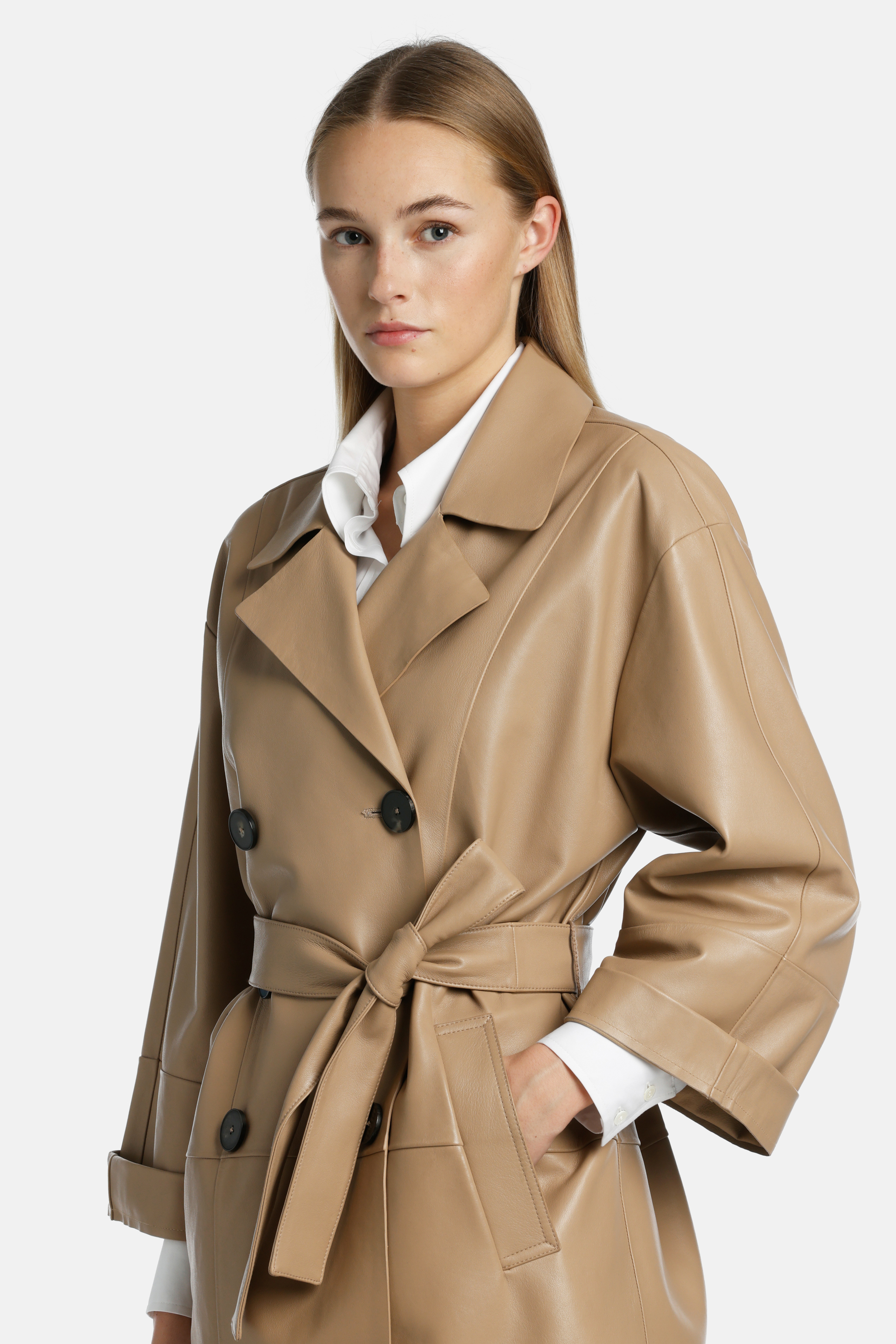 Vespaio - Leather trench coat | Outerwear - Luisa Spagnoli